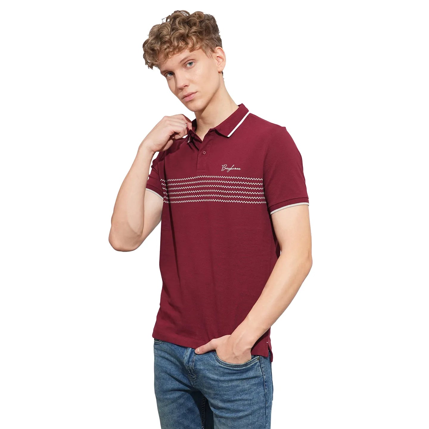 Being Human Clothing Mens-Top Polo Neck Wine