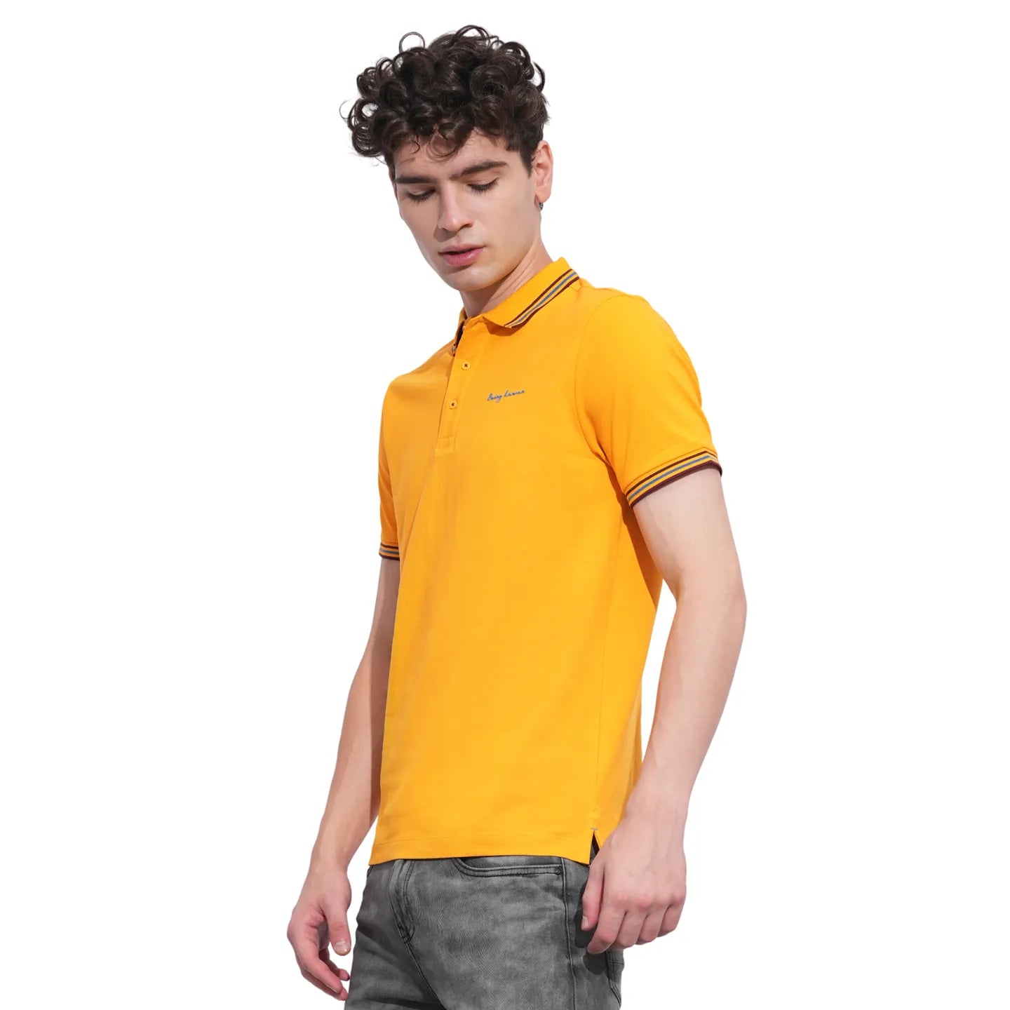 Mustard Regular Fit Men's Polo T-Shirt by Being Human Clothing