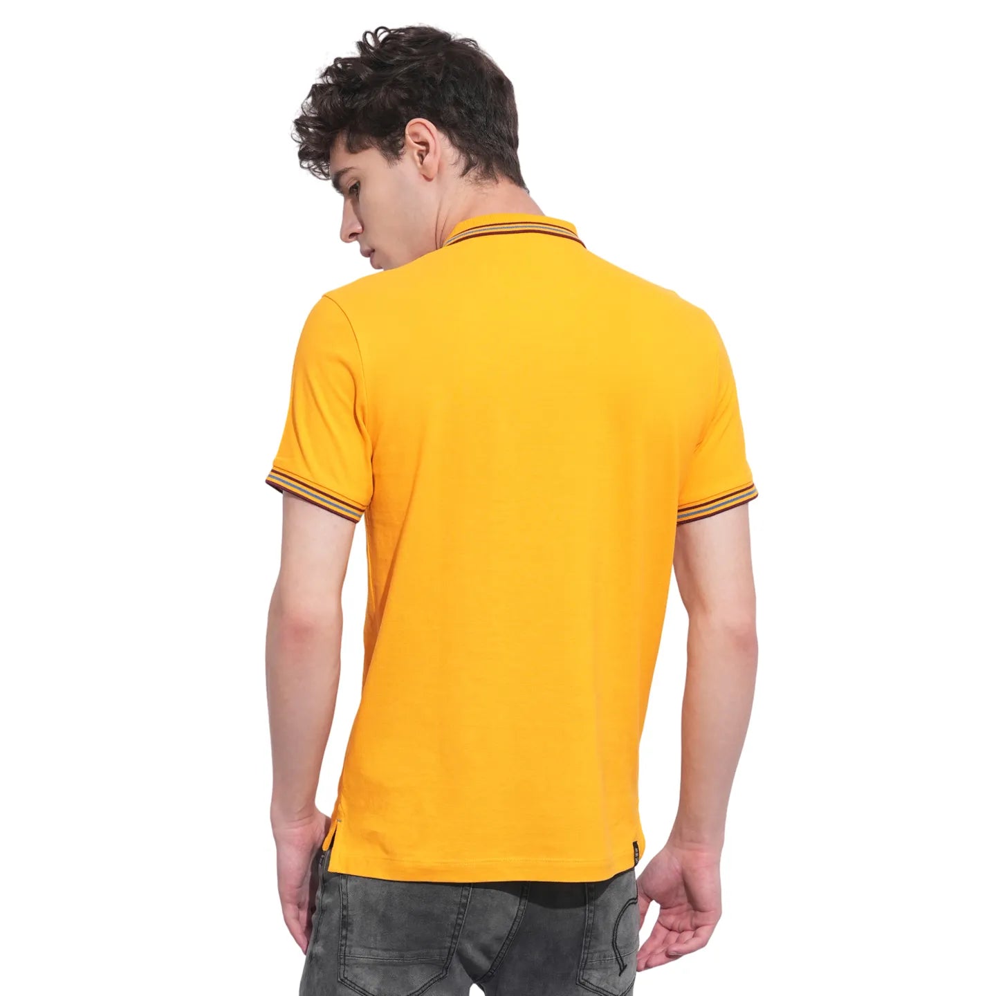 Mustard Regular Fit Men's Polo T-Shirt by Being Human Clothing