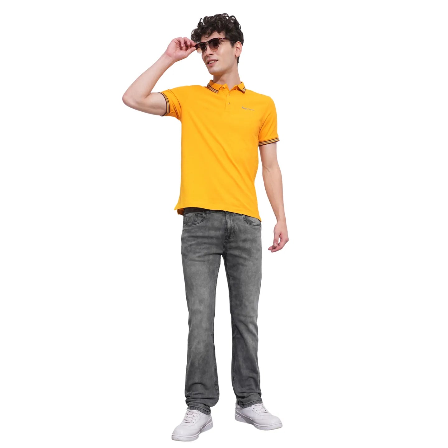 Mustard Regular Fit Men's Polo T-Shirt by Being Human Clothing