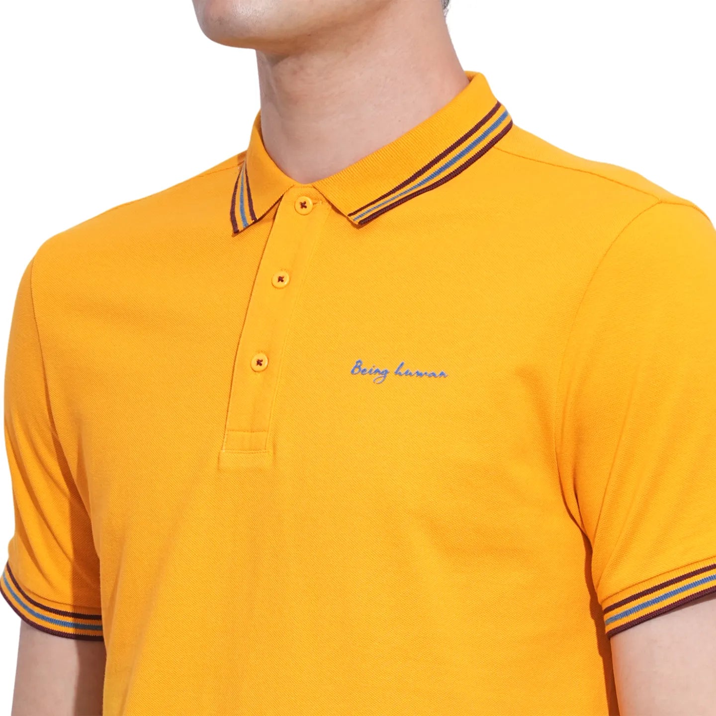 Mustard Regular Fit Men's Polo T-Shirt by Being Human Clothing