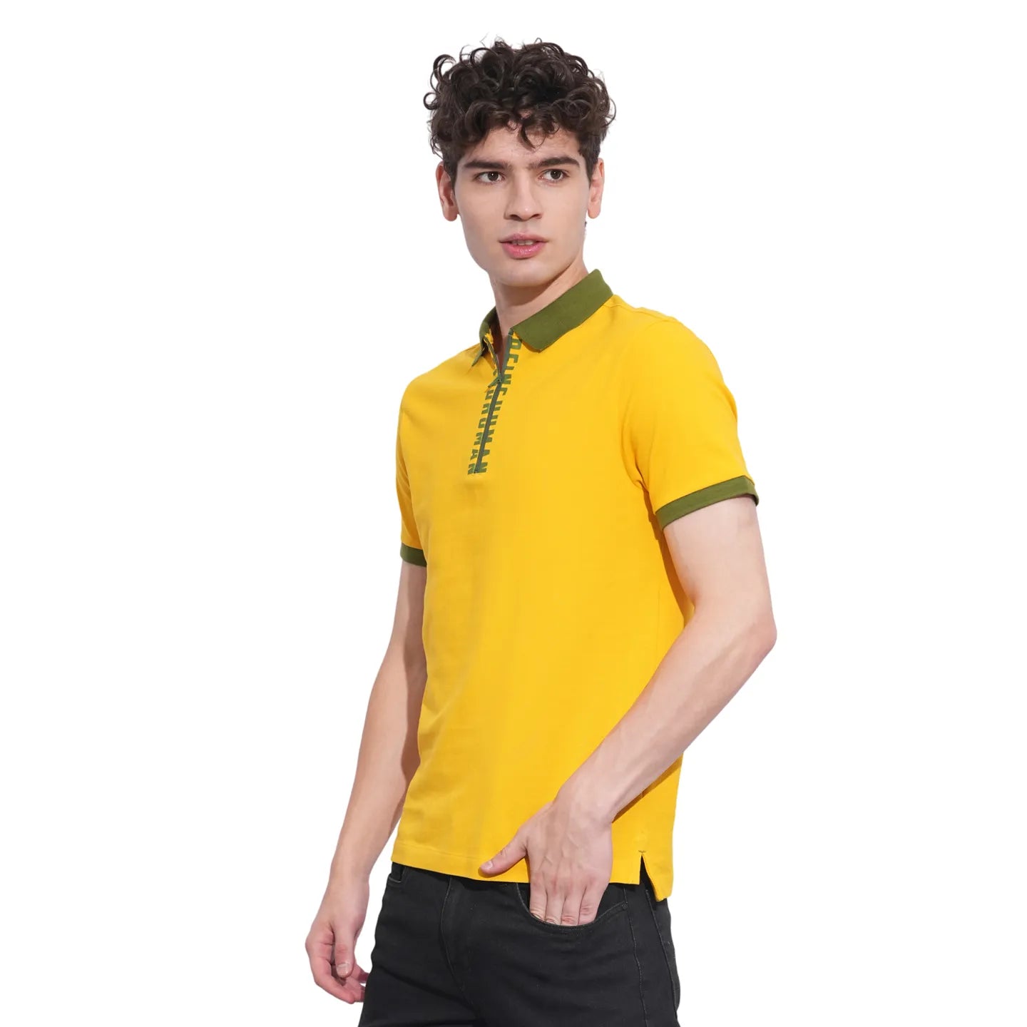 Mustard Regular Fit Men's Polo T-Shirt by Being Human Clothing
