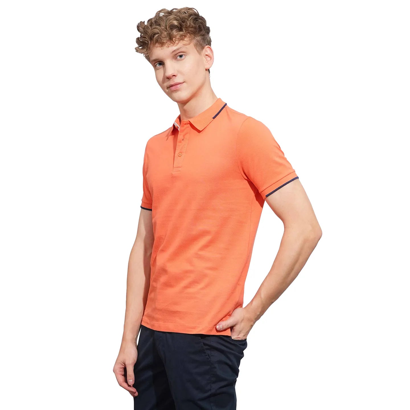 Orange Regular Fit Men's Polo T-Shirt by Being Human Clothing