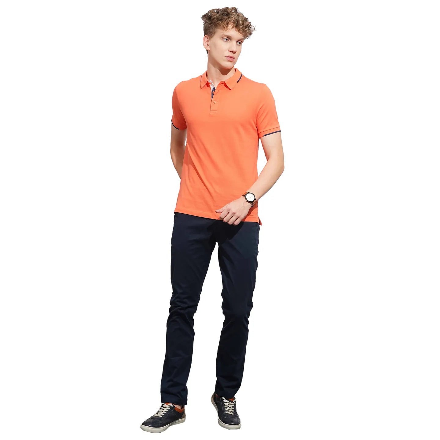 Orange Regular Fit Men's Polo T-Shirt by Being Human Clothing