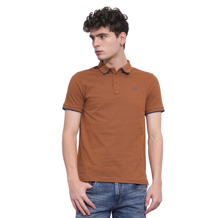 Brown Regular Fit Men's Polo T-Shirt