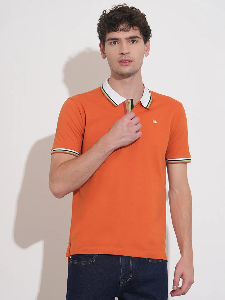 Rust Orange Regular Fit Men's Polo T-Shirt