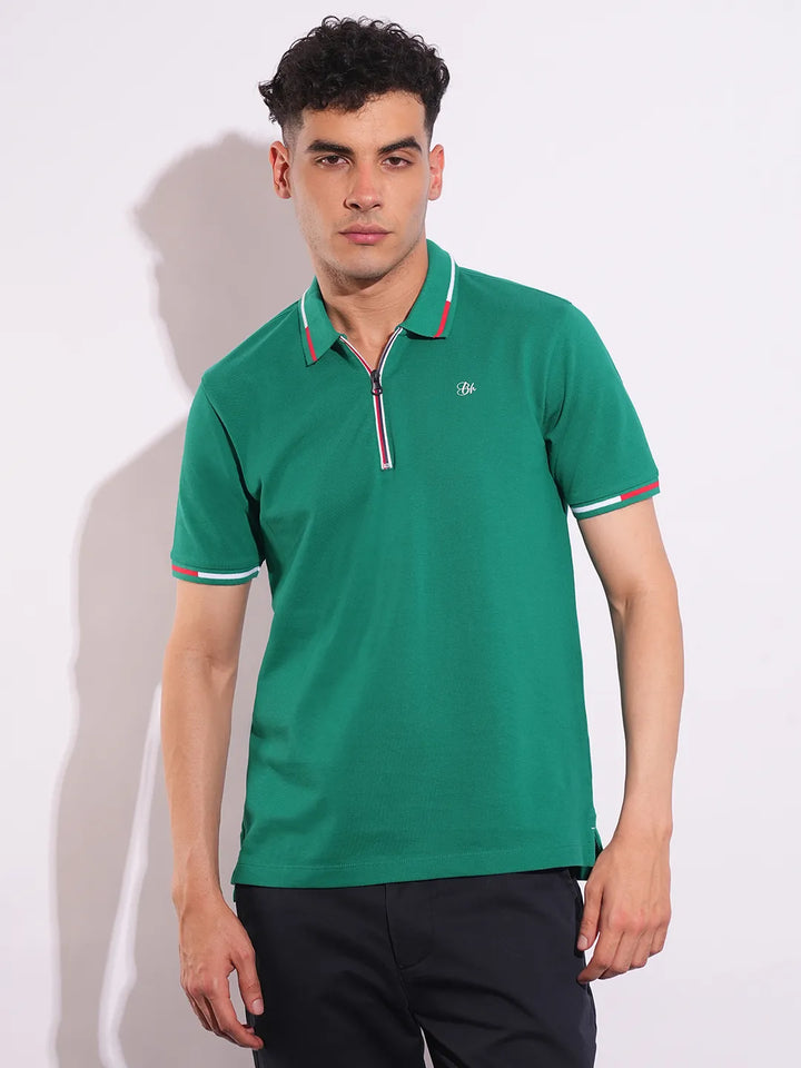 Green Regular Fit Men's Polo T-Shirt