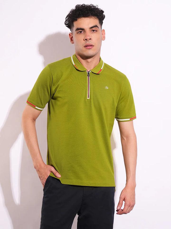 Green Regular Fit Men's Polo T-Shirt