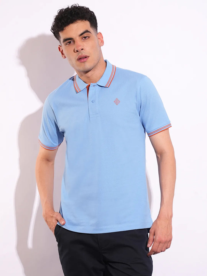 Blue Regular Fit Men's Polo T-Shirt
