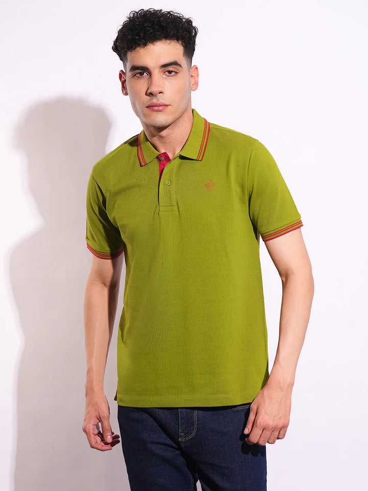 Green Regular Fit Men's Polo T-Shirt