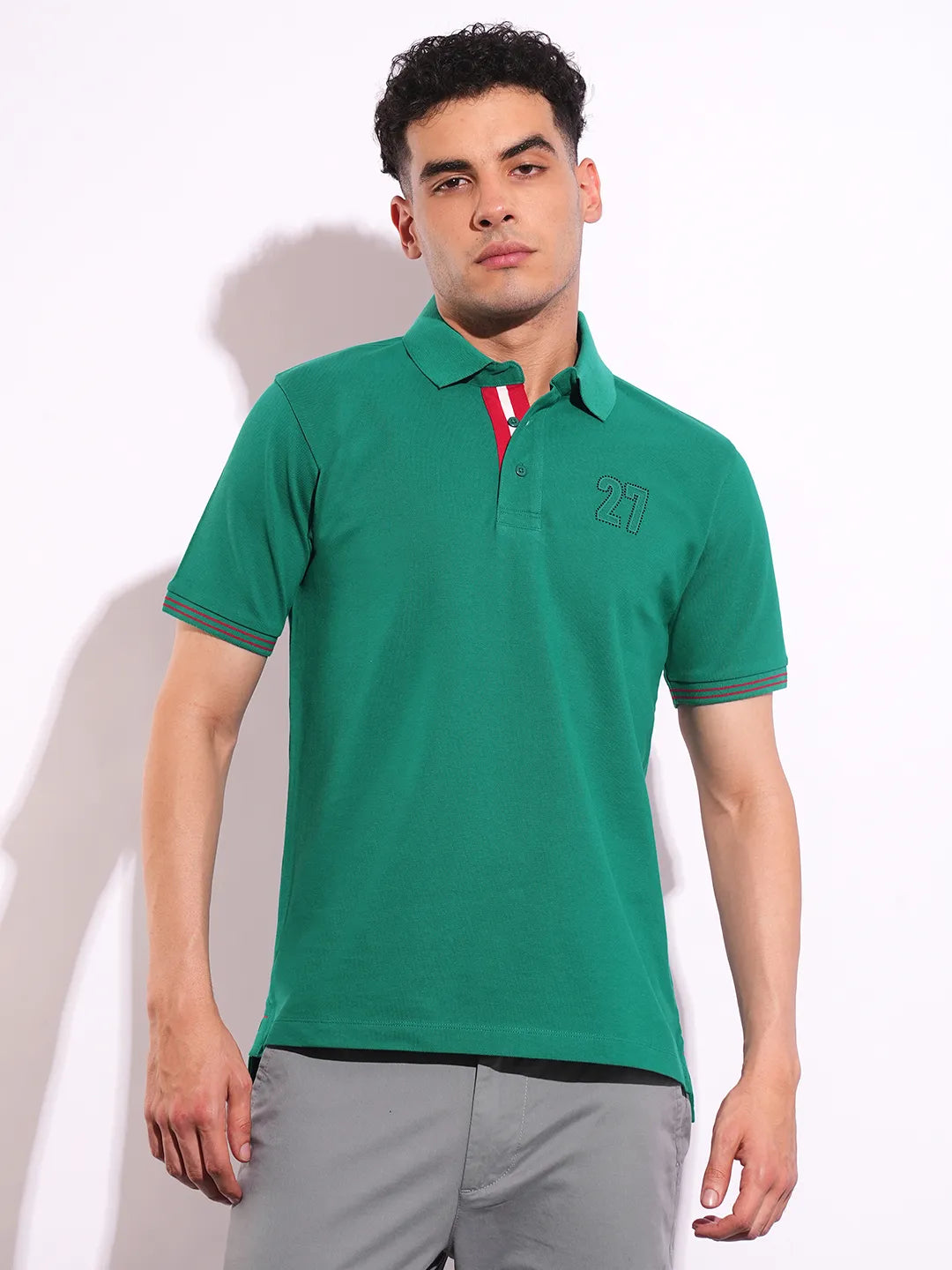 Green Regular Fit Men's Polo T-Shirt by Being Human Clothing