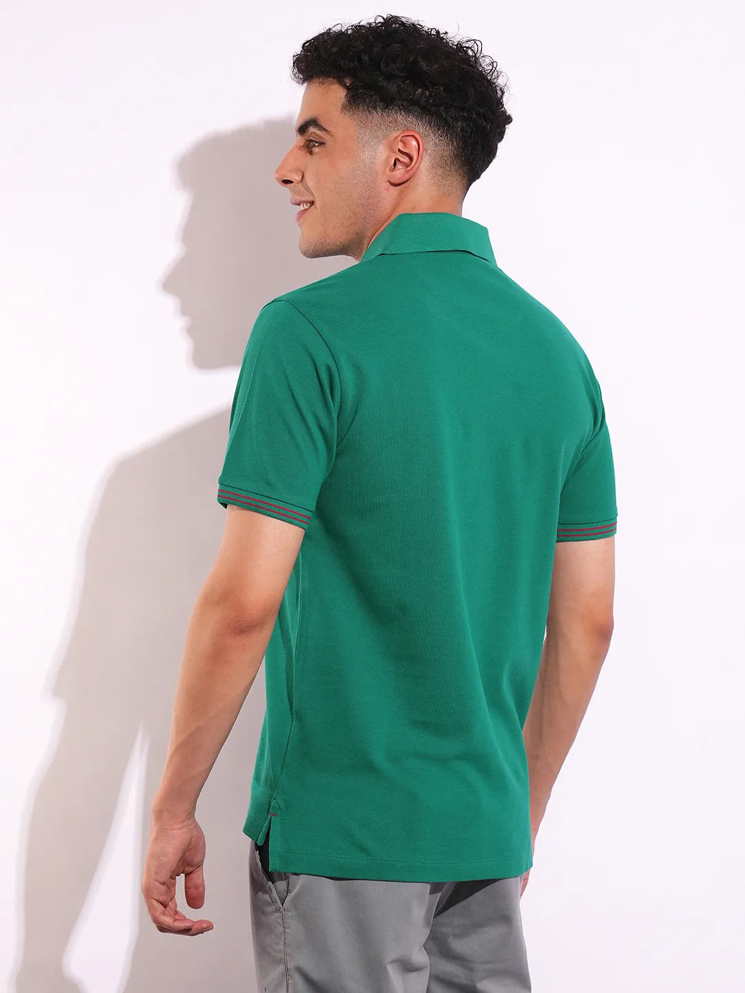 Green Regular Fit Men's Polo T-Shirt by Being Human Clothing