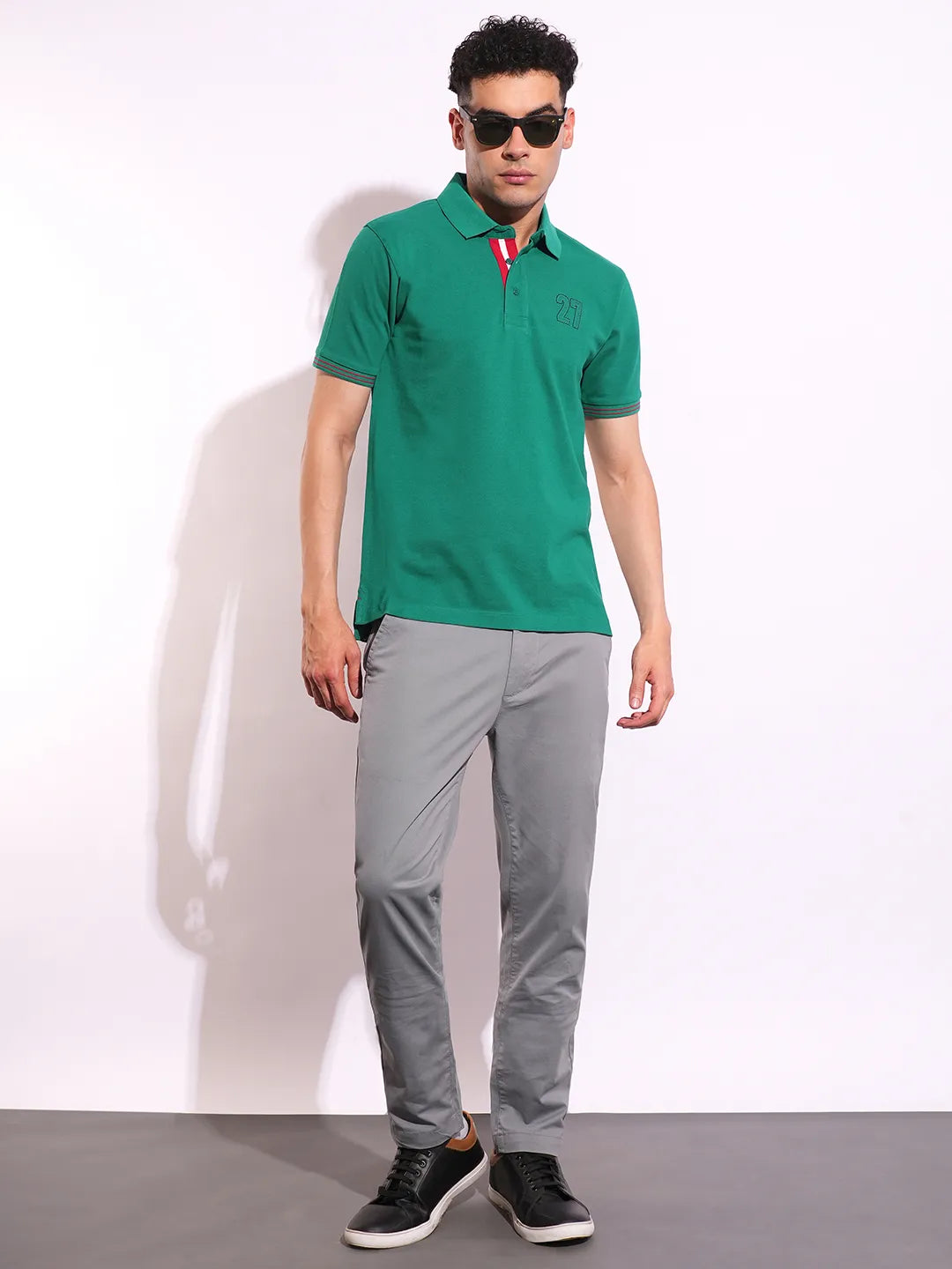 Green Regular Fit Men's Polo T-Shirt by Being Human Clothing