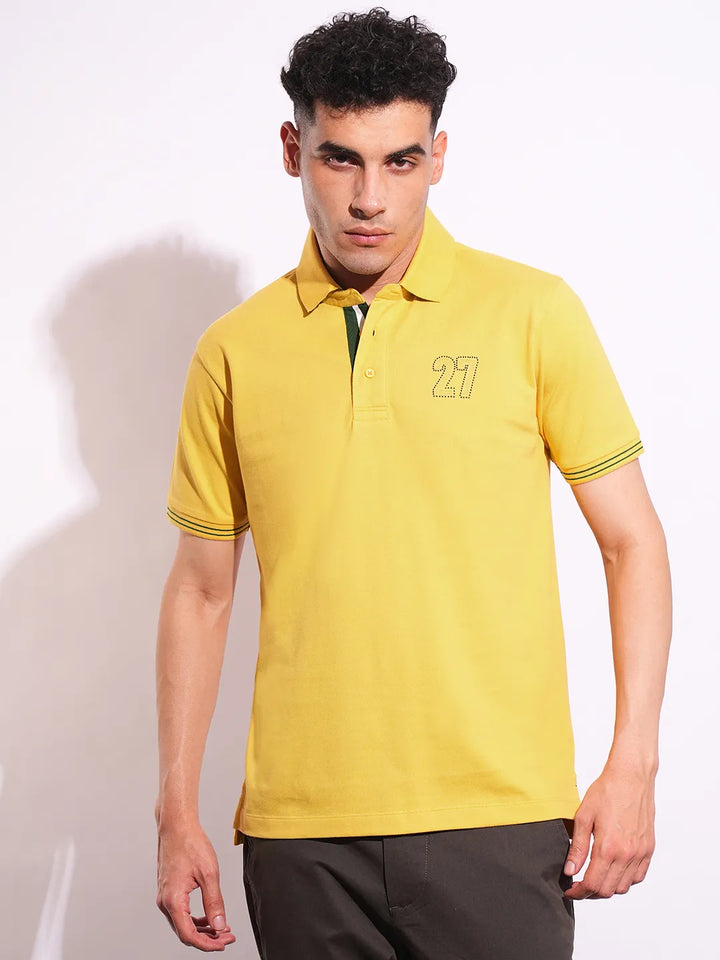 Yellow Regular Fit Men's Polo T-Shirt