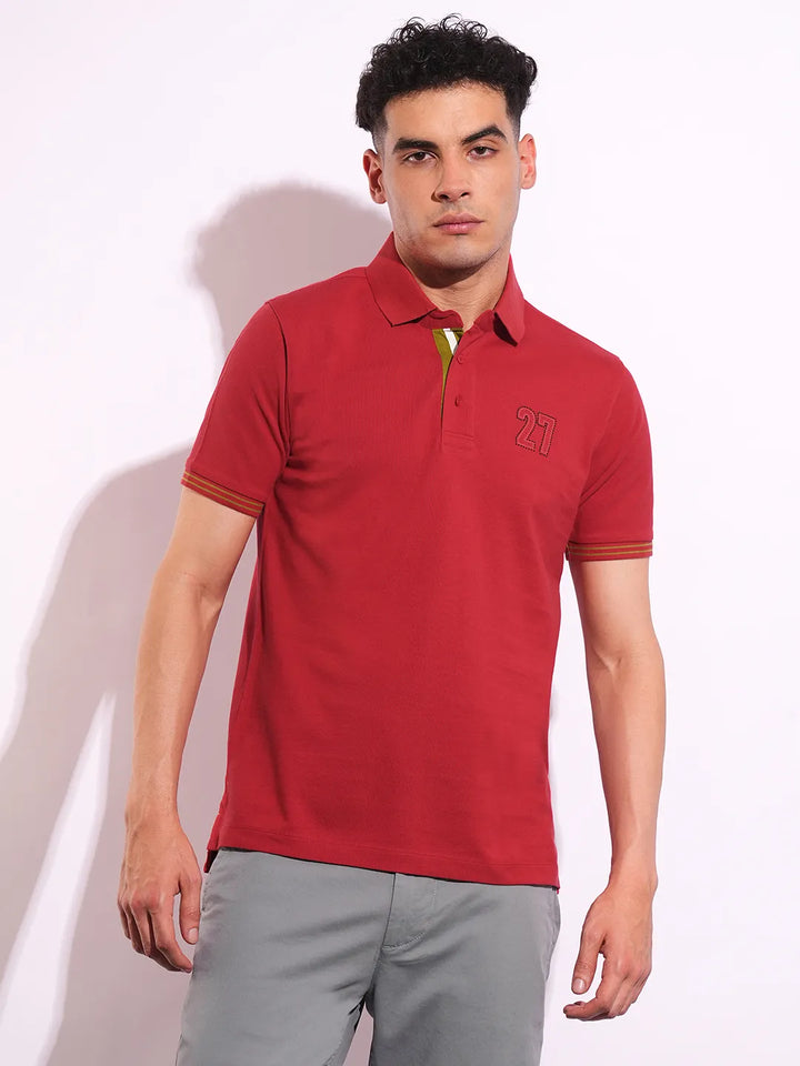 Red Regular Fit Men's Polo T-Shirt