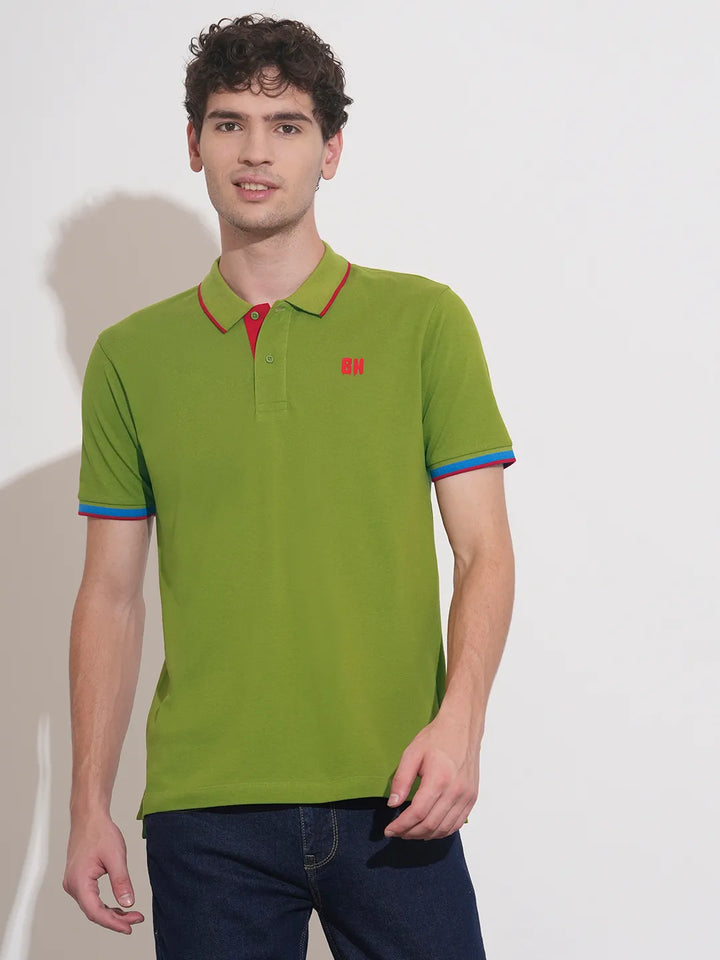 Green Regular Fit Men's Polo T-Shirt