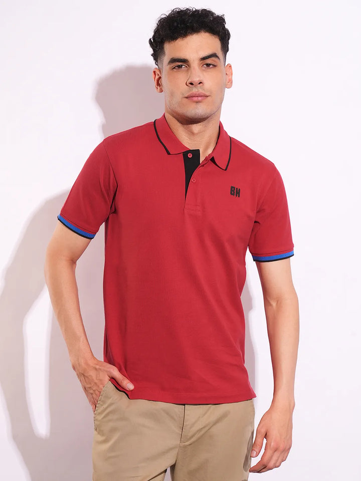 Red Regular Fit Men's Polo T-Shirt