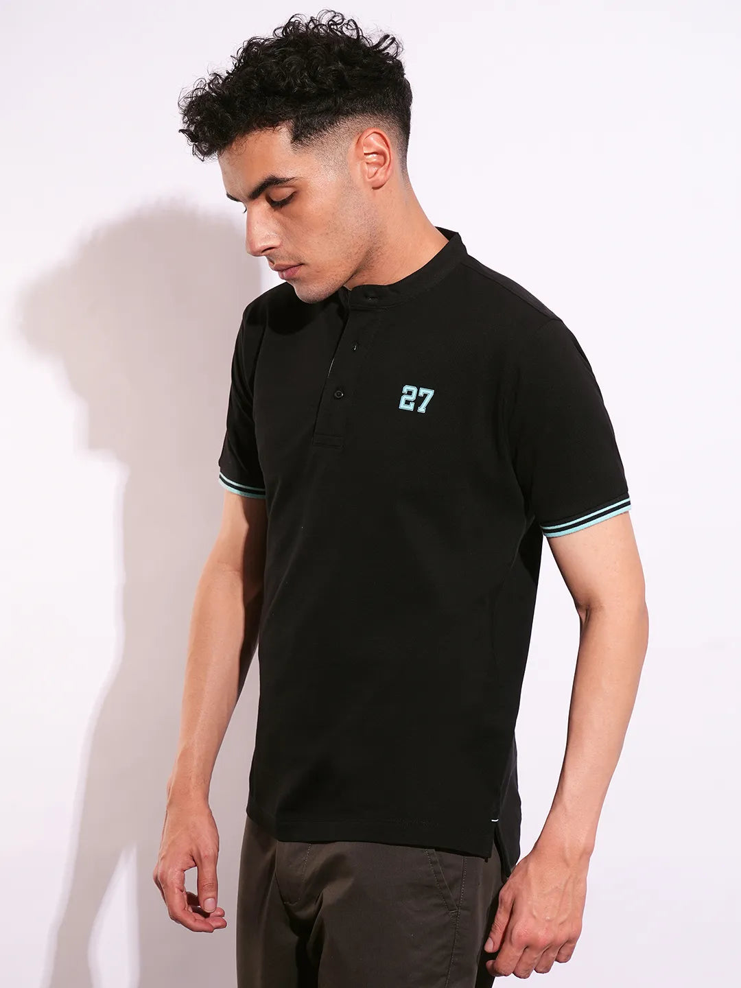 Black Regular Fit Men's Polo T-Shirt by Being Human Clothing