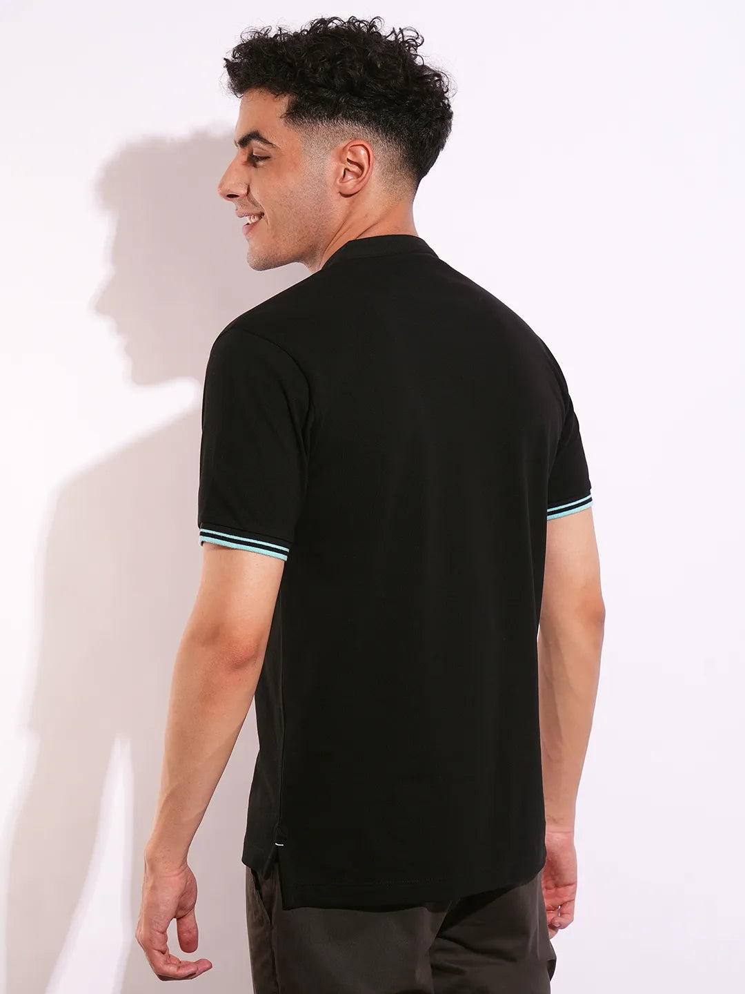Black Regular Fit Men's Polo T-Shirt by Being Human Clothing