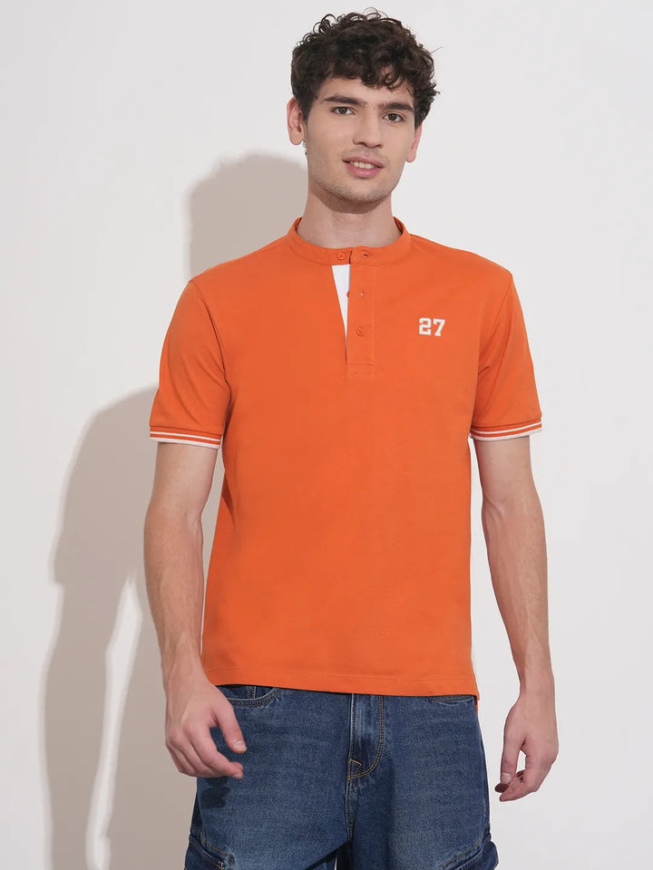 Rust Orange Regular Fit Men's Polo T-Shirt