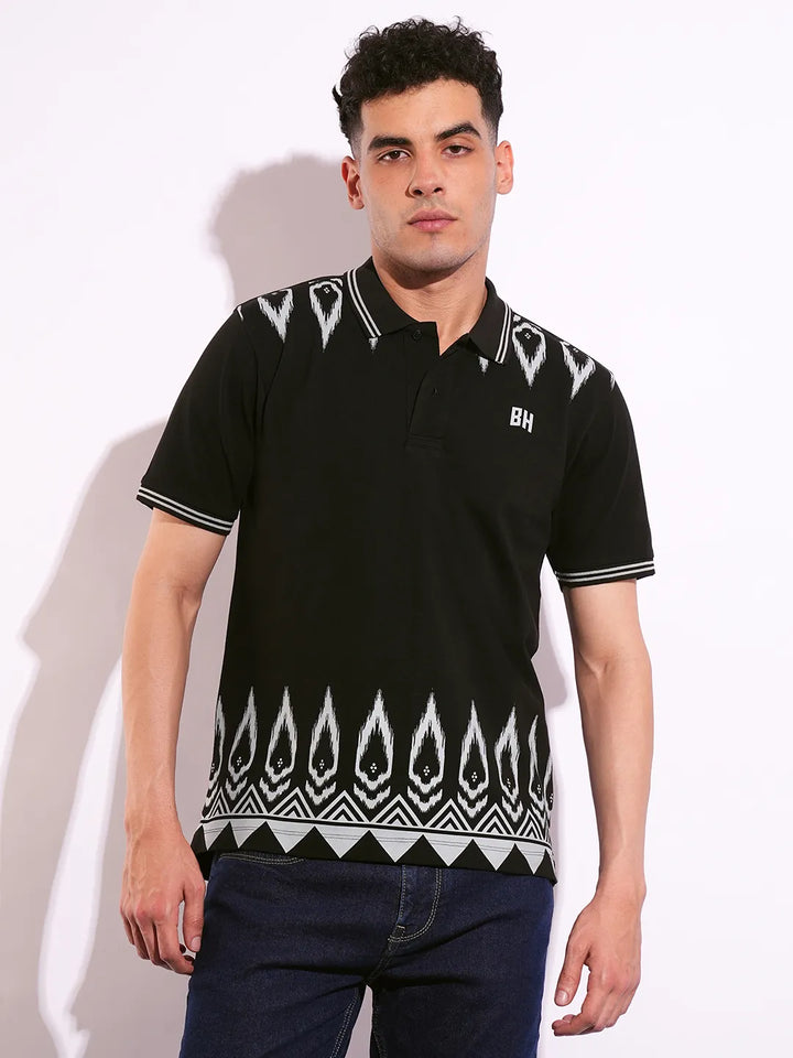 Black Regular Fit Men's Polo T-Shirt