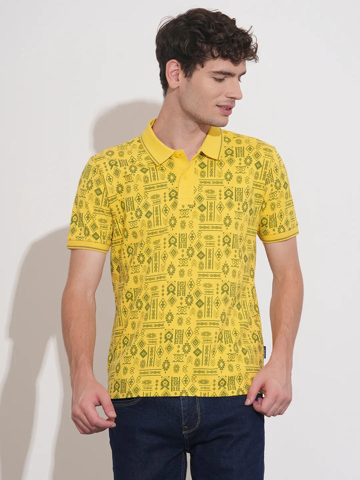 Yellow Regular Fit Men's Polo T-Shirt