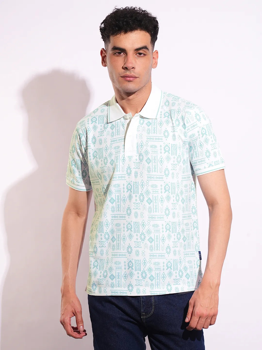 White Regular Fit Men's Polo T-Shirt by Being Human Clothing