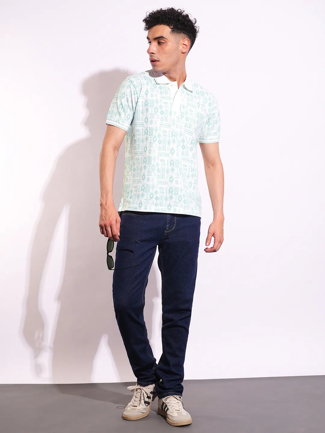 White Regular Fit Men's Polo T-Shirt by Being Human Clothing