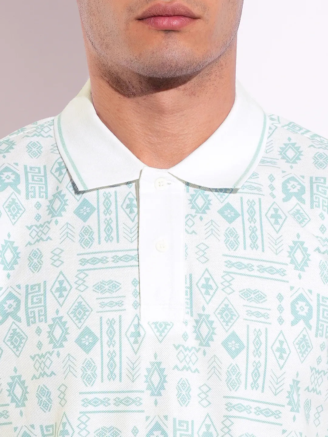 White Regular Fit Men's Polo T-Shirt by Being Human Clothing