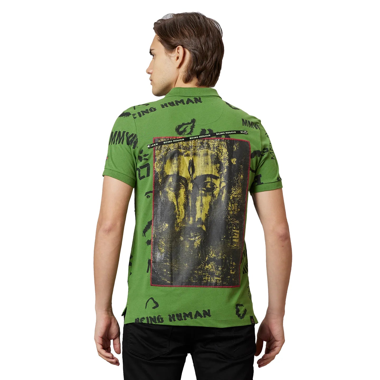 Being Human Clothing Men Regular Fit Polo Neck T-Shirts-Cactus Green