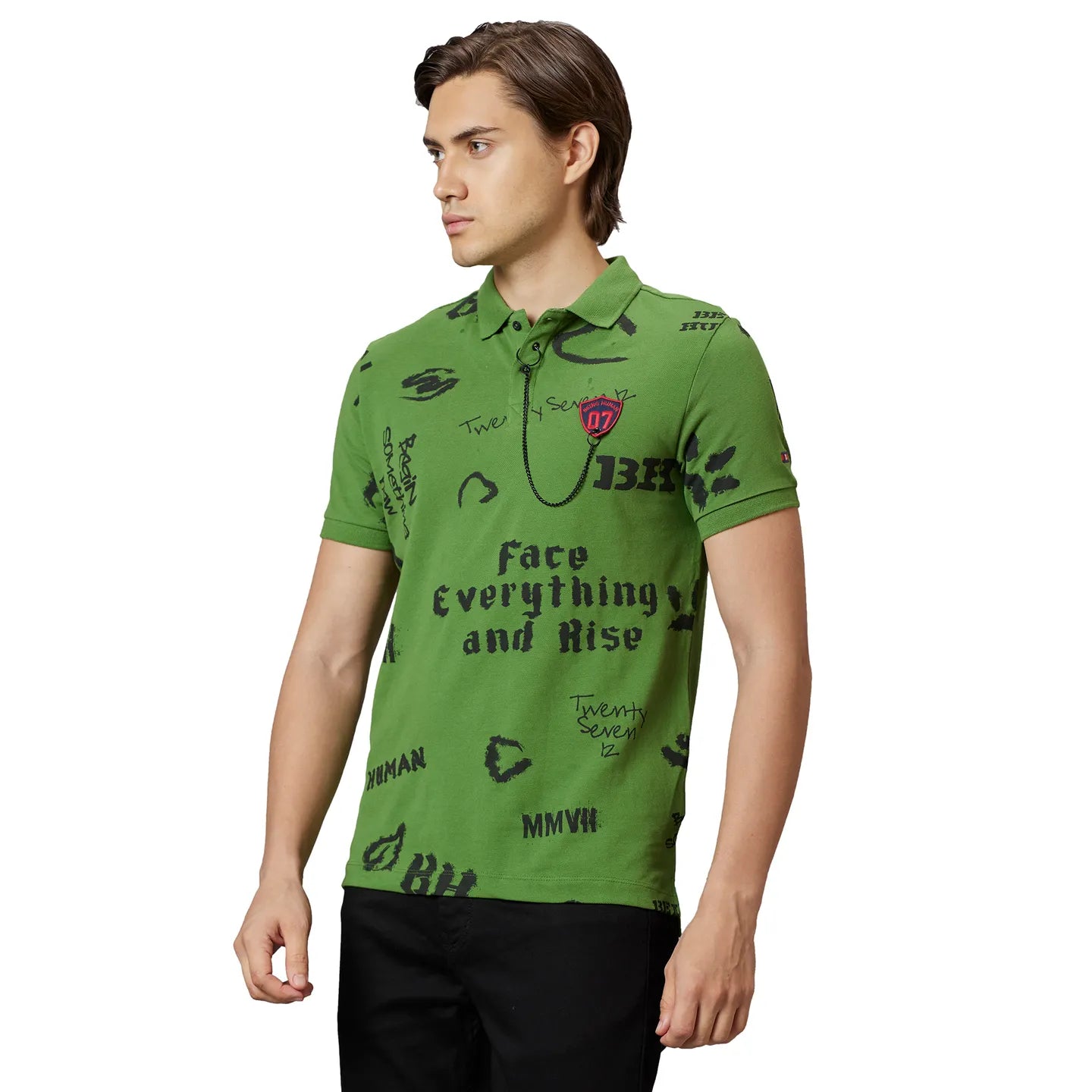 Being Human Clothing Men Regular Fit Polo Neck T-Shirts-Cactus Green