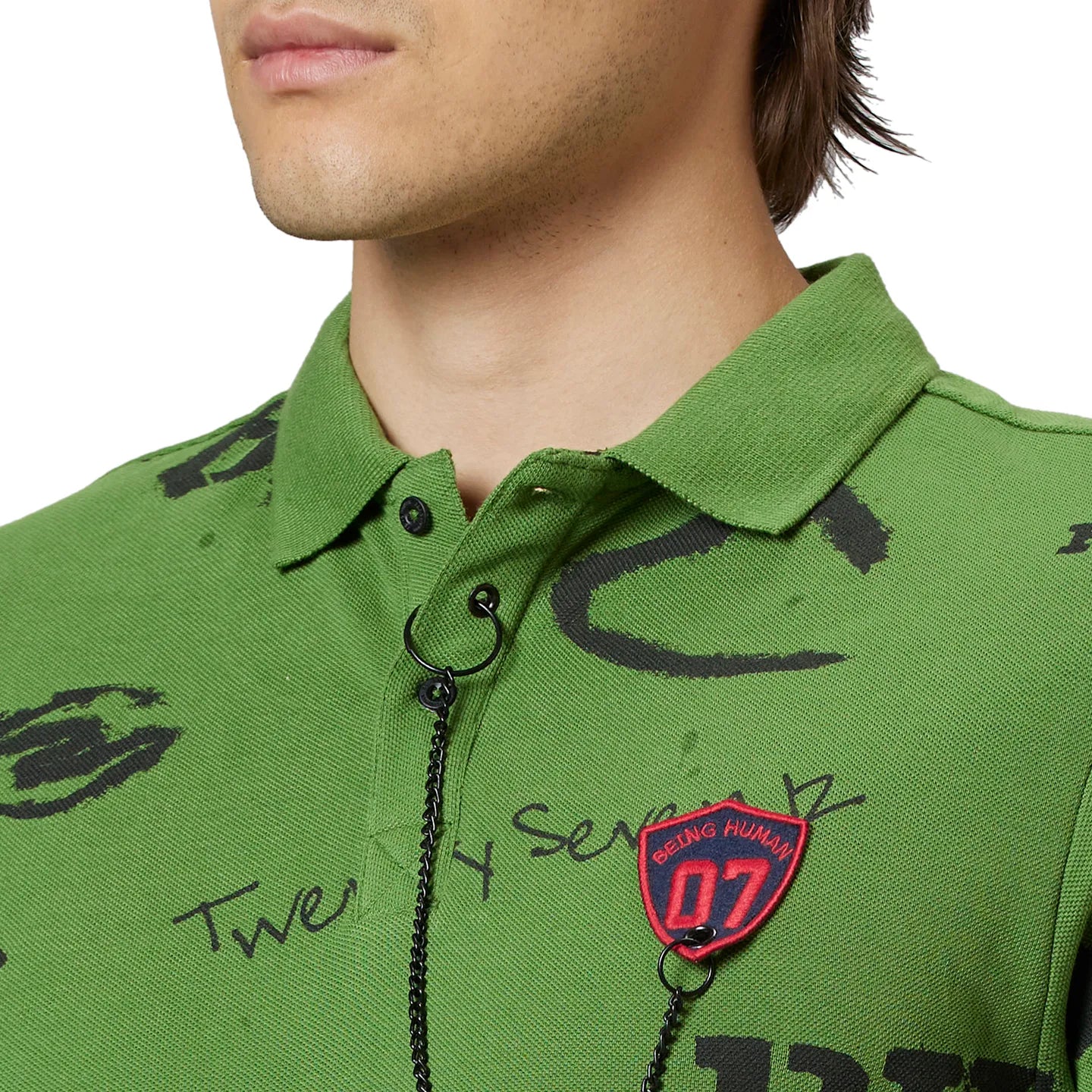 Being Human Clothing Men Regular Fit Polo Neck T-Shirts-Cactus Green