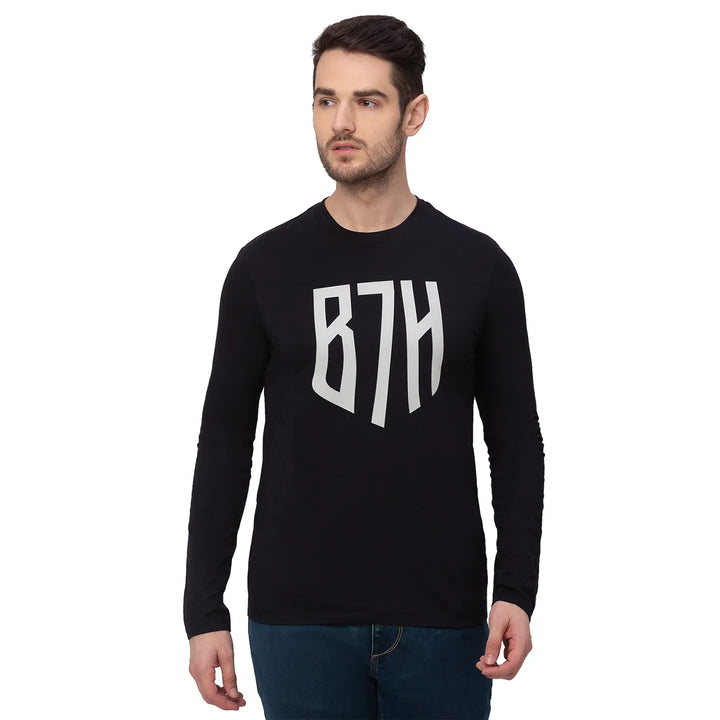 Black Regular Fit Men's Long Sleeves T-Shirt by Being Human Clothing