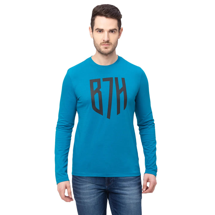 Blue Long Sleeves Regular Fit Men's T-Shirt by Being Human Clothing