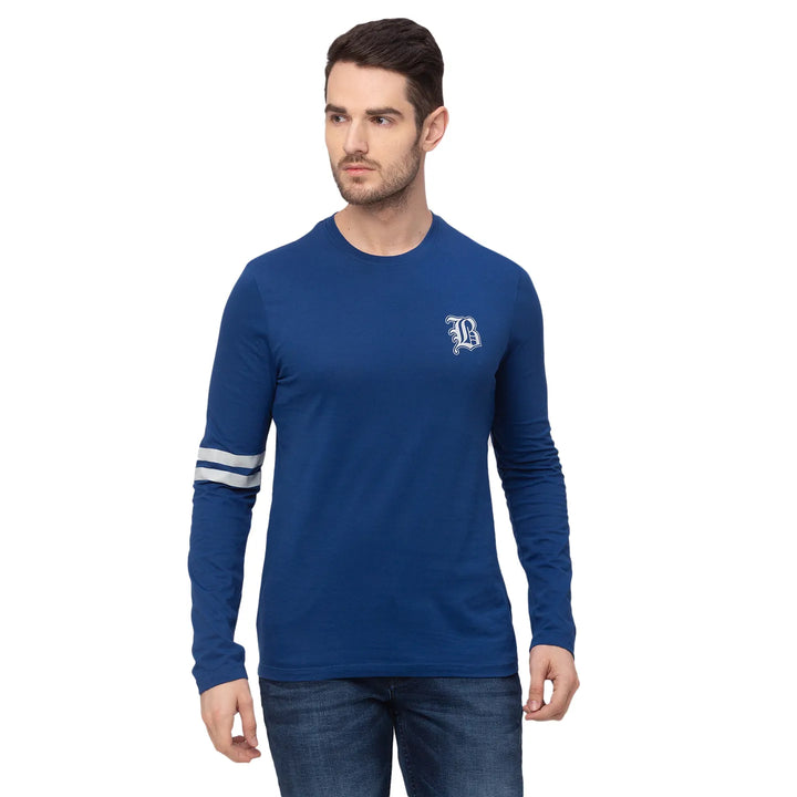 Blue Regular Fit Men's Long Sleeves T-Shirt by Being Human Clothing