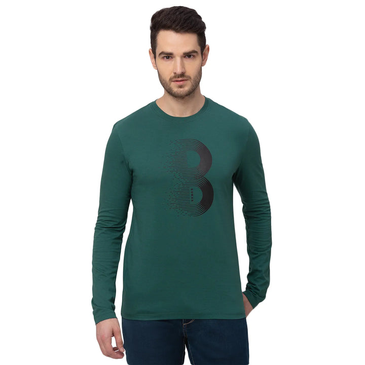 Green Long Sleeves Regular Fit Men's T-Shirt by Being Human Clothing