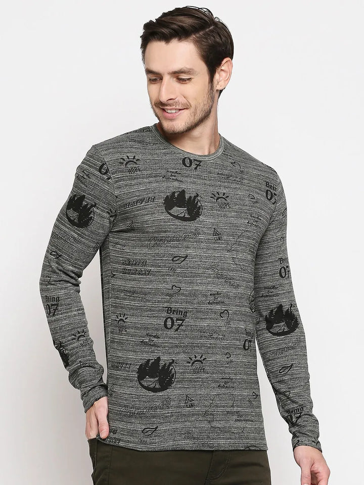 Green Regular Fit Men's Long Sleeves T-Shirt by Being Human Clothing