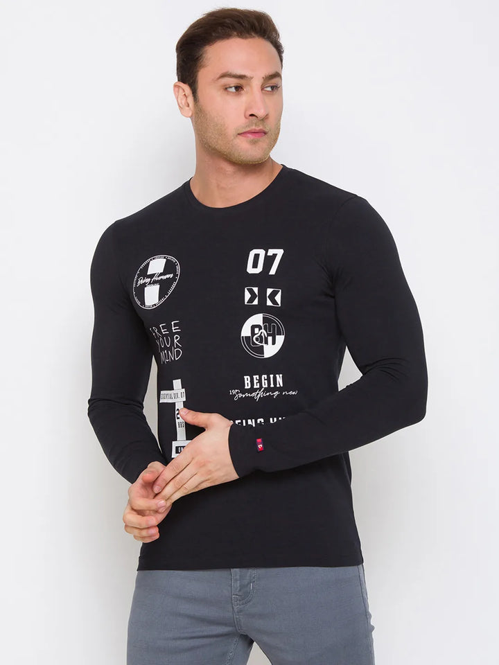 Black Regular Fit Men's Long Sleeves T-Shirt by Being Human Clothing