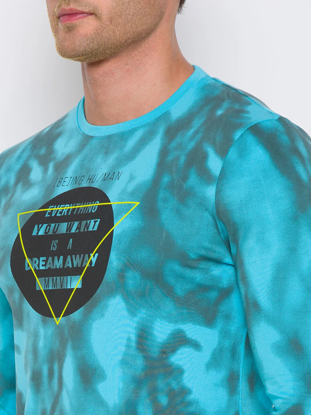 Being Human Clothing Men Regular Fit Crew Neck T-Shirts-Scuba Blue