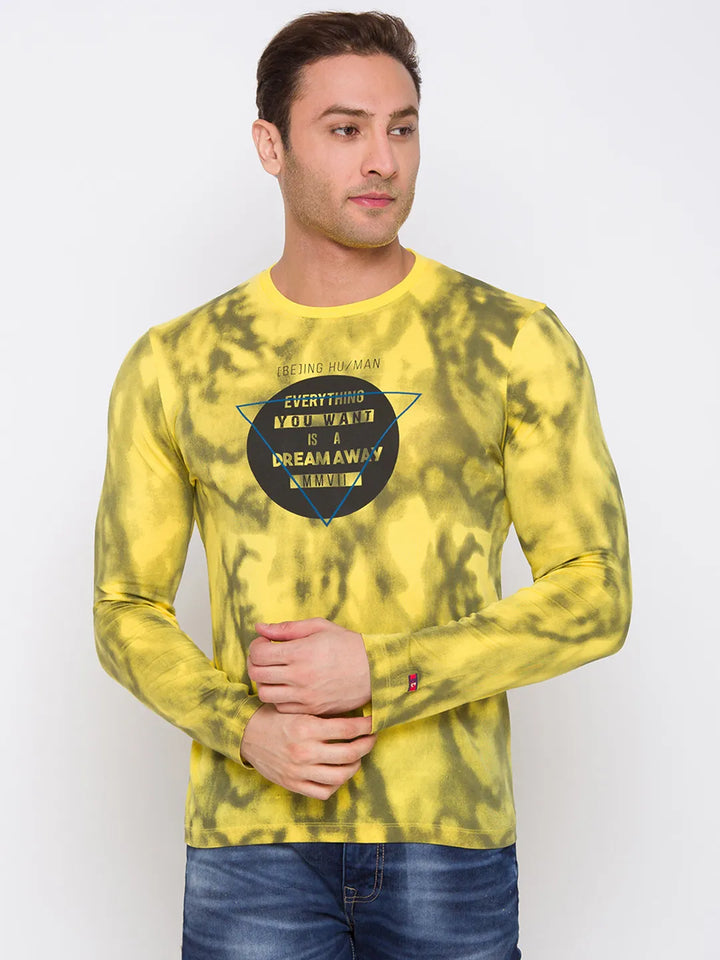 Yellow Regular Fit Round Neck Men's T-Shirt by Being Human Clothing