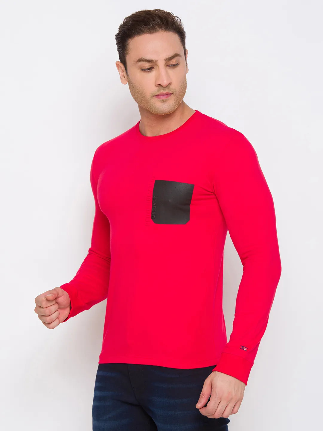 Red Regular Fit Men's Long Sleeves T-Shirt by Being Human Clothing