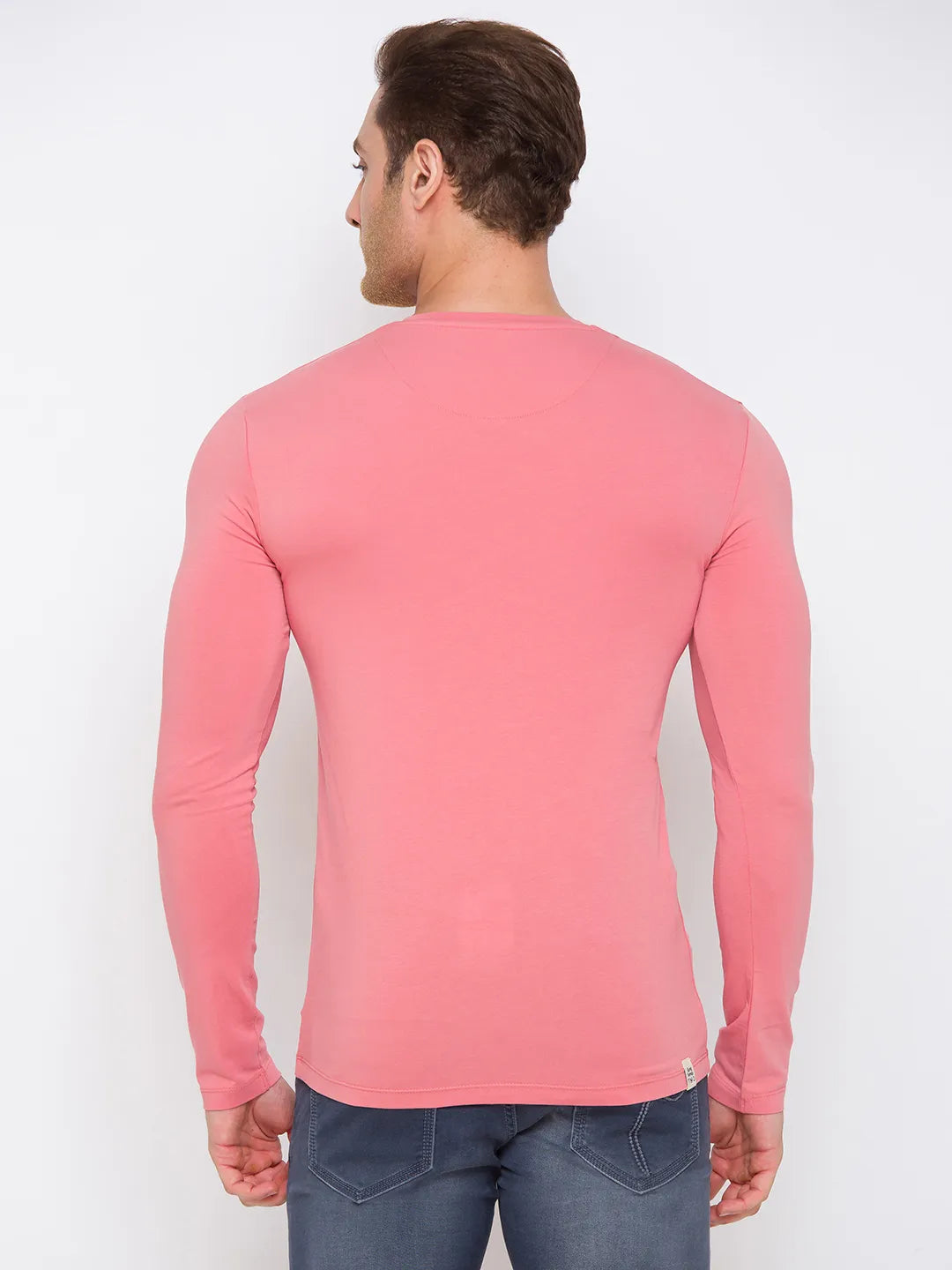 Being Human Clothing Men Regular Fit Crew Neck T-Shirts-Coral