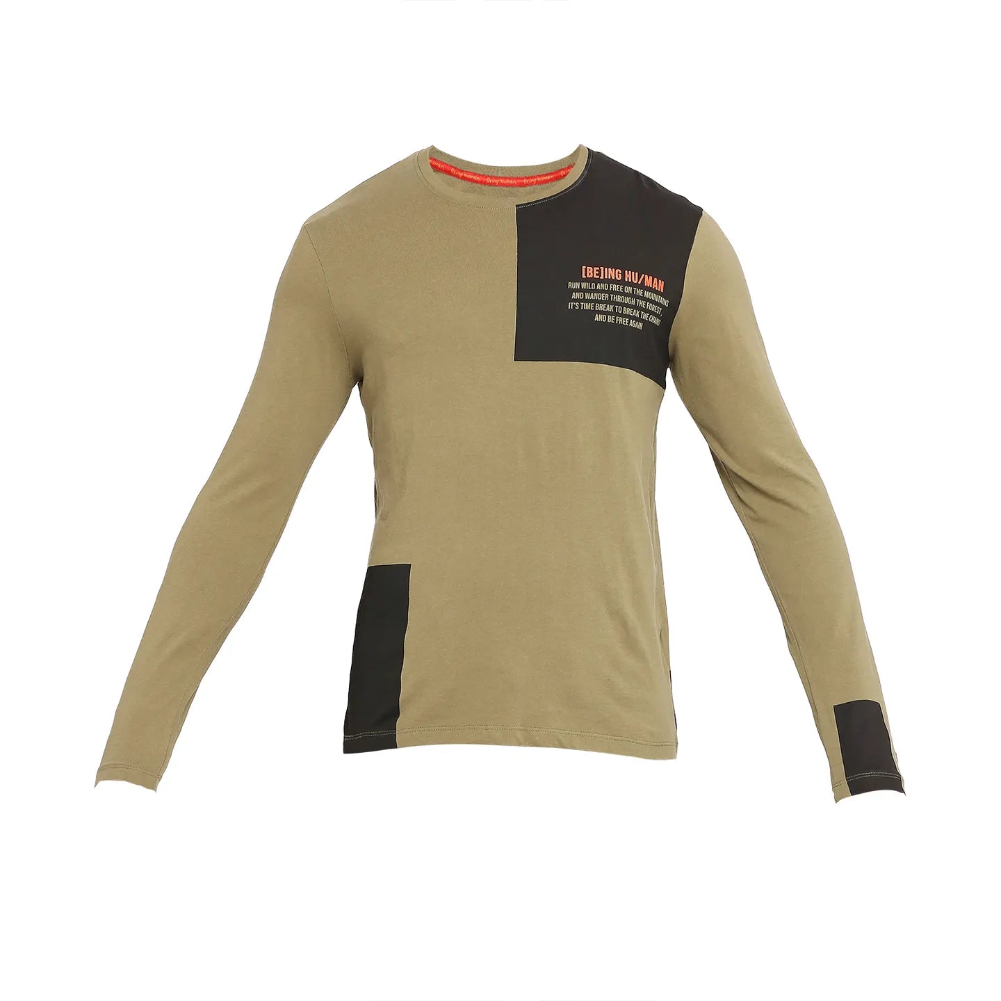 Green Regular Fit Men's Long Sleeves T-Shirt by Being Human Clothing