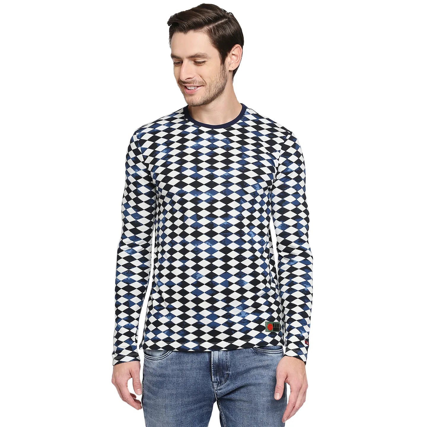 White Slim Straight Fit Men's Long Sleeves T-Shirt by Being Human Clothing