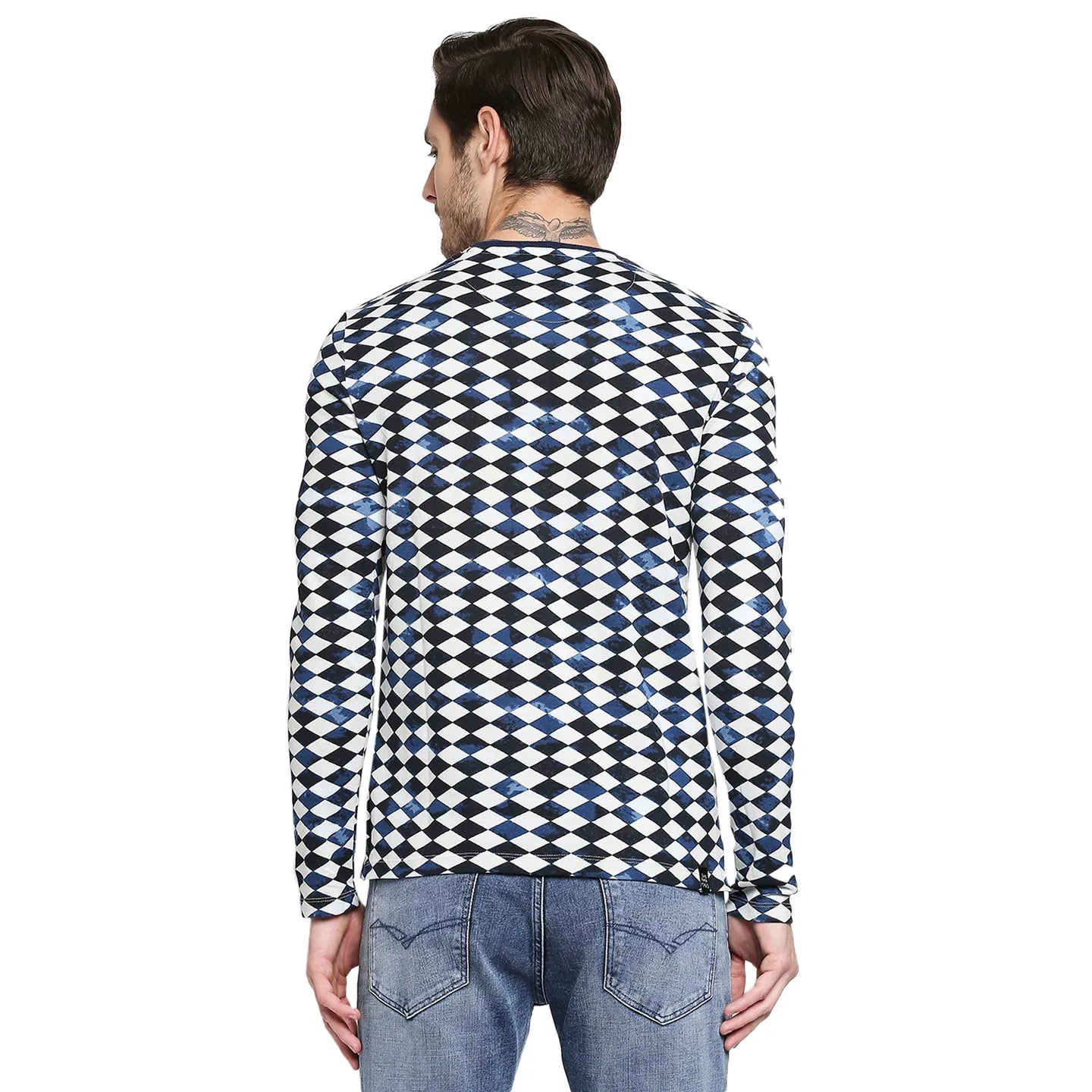 White Slim Straight Fit Men's Long Sleeves T-Shirt by Being Human Clothing