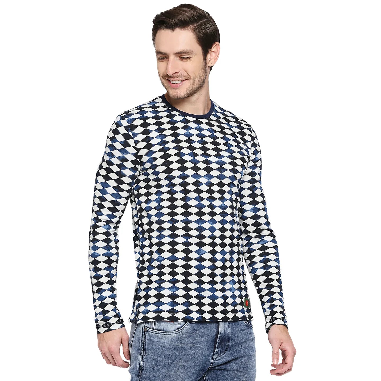 White Slim Straight Fit Men's Long Sleeves T-Shirt by Being Human Clothing