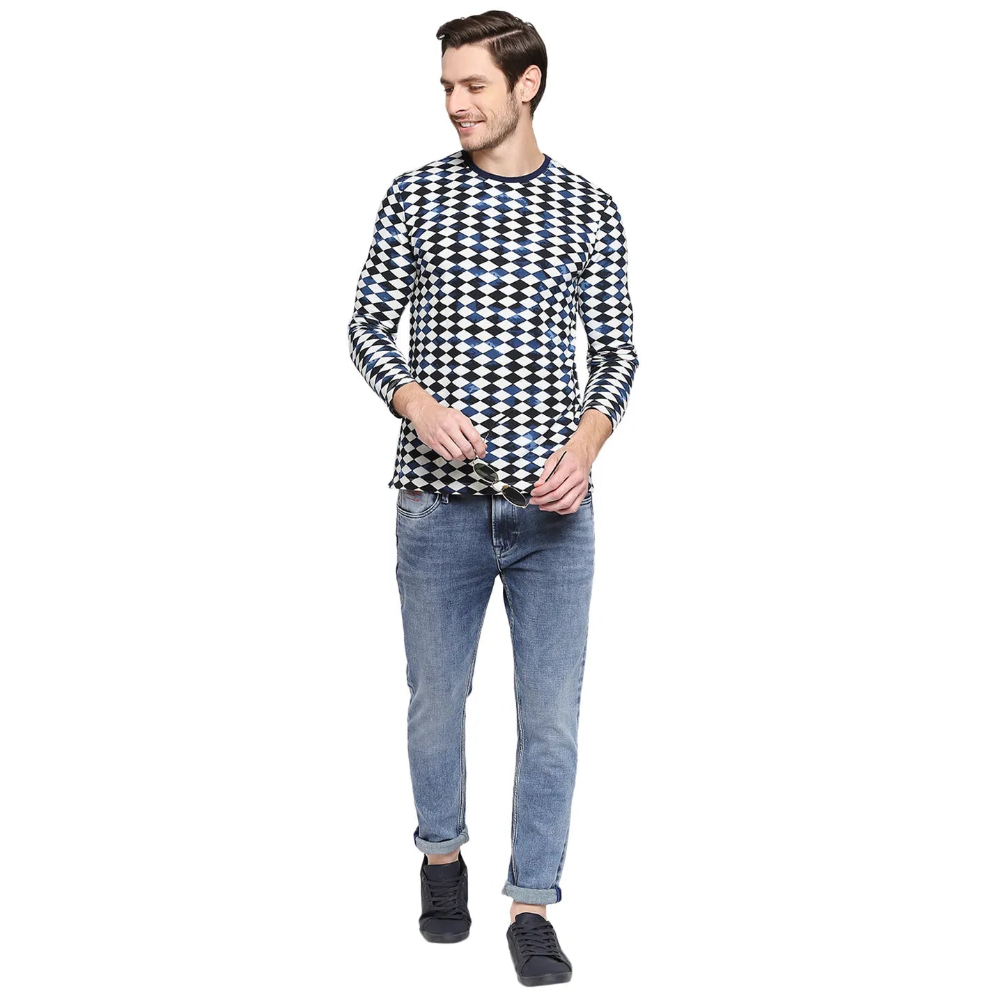 White Slim Straight Fit Men's Long Sleeves T-Shirt by Being Human Clothing