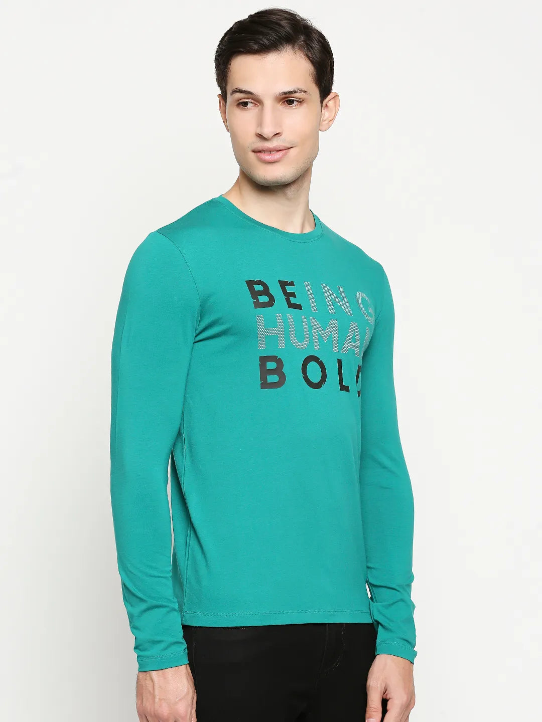 Being Human Clothing Men Regular Fit Crew Neck T-Shirts-Green
