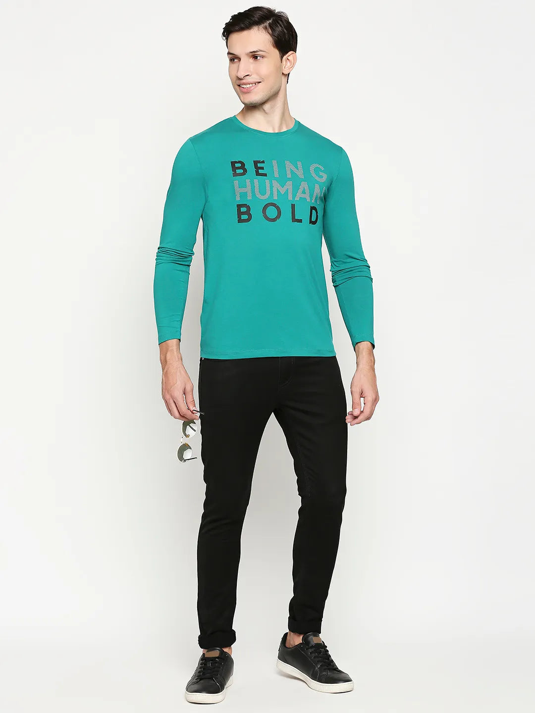 Being Human Clothing Men Regular Fit Crew Neck T-Shirts-Green