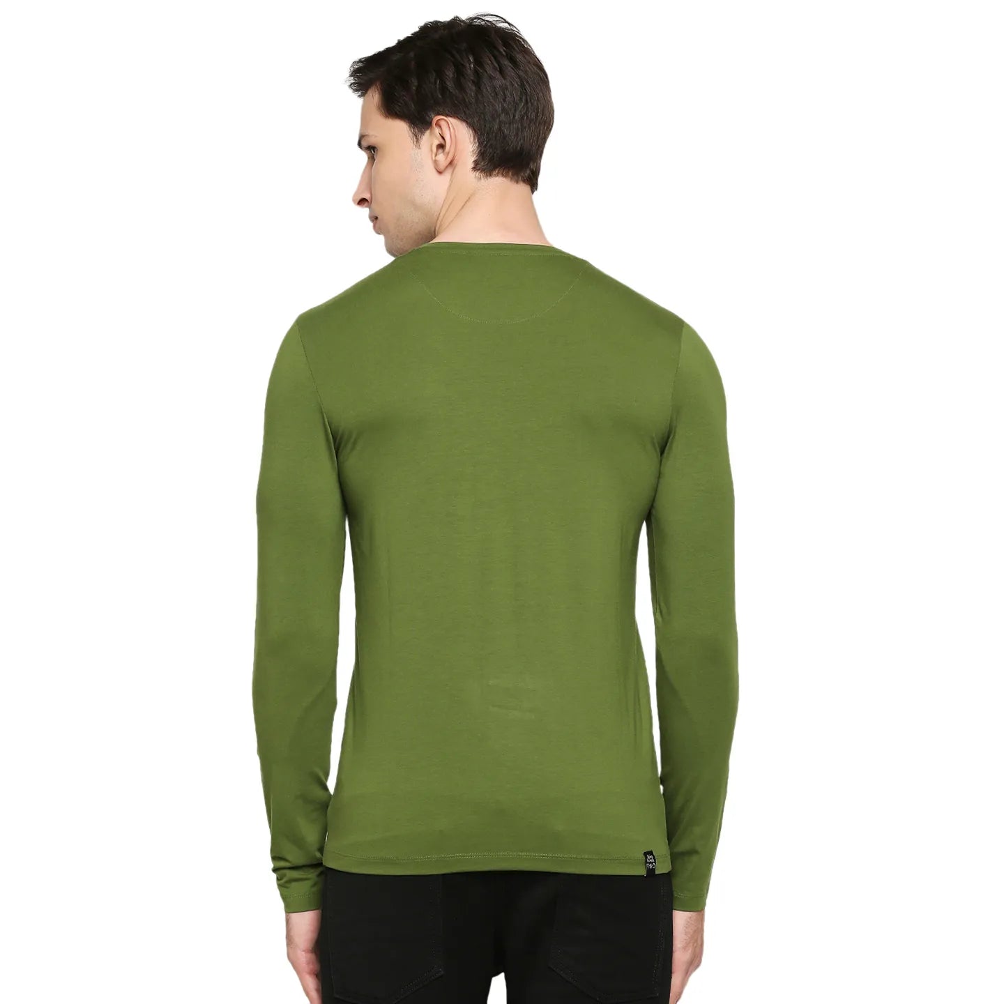 Green Regular Fit Men's Long Sleeves T-Shirt by Being Human Clothing